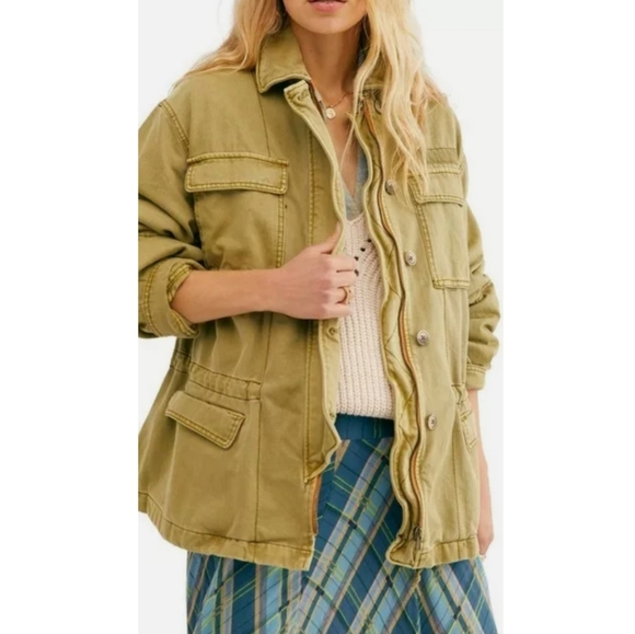 Free People Women's Army Military Jacket Sz,M - Picture 3 of 12